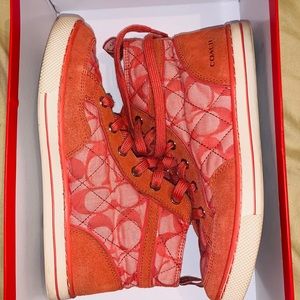 Orange coach high top sneakers